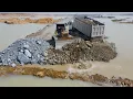 Download Lagu Best Techniques for Build Road in Deep Pits by Operator Bulldozer Pusher Rock, Dump Truck in Process