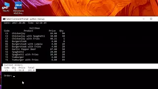 Ordering System using Python