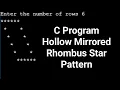 C Program Hollow Mirrored Rhombus Star Pattern Codingtutorialbydeepak