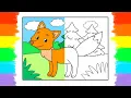 How to Draw and Color Fox Coloring Page