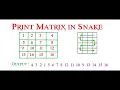 Print Matrix in Snake Pattern Snake Pattern Matrix in Snake Format