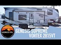 LOADED Solar 2 Slides Extra Large Fridge 2021 Genesis Supreme Vortex 2815VT 5th Wheel Toy Hauler
