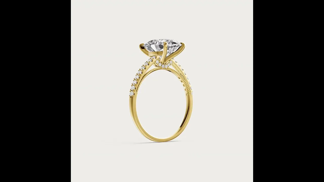 Melina丨Oval Cut Pave Solitaire 3CT Lab Grown Engagement Ring