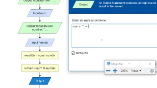 DIV MOD OPERATION USING FLOWGORITHM