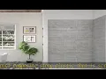 Ove Decors Misty 48 x 32 in Solid Surface Corner Shower Wall in Horizontal Grey Tiles