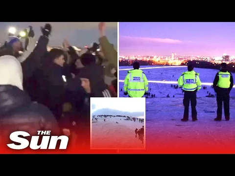 Download MP3 Police disperse 'covid spreading' 300-strong crowd sledging, guzzling booze & dancing in snow