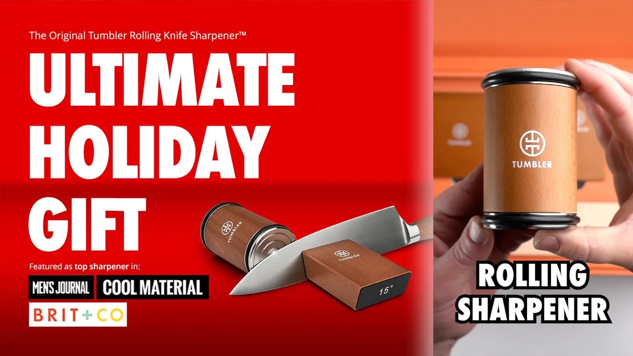 The Original Tumbler Rolling Knife Sharpener — Tumbler Rolling Knife Sharpener — Ultimate Holiday Gift (YouTube video ad)
