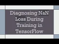 Diagnosing NaN Loss During Training in TensorFlow