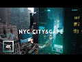 Rainy New York Cityscape Open Window Times Square for Sunset to Sunrise 12 Hours