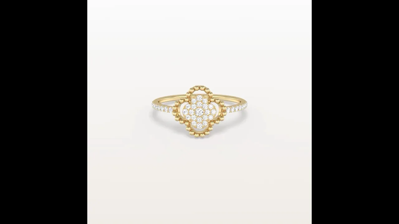 14K Gold / Platinum Pave Lab-Grown Diamond Clover Ring
