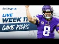 LIVE NFL WEEK 11 PICKS 2021 GAME PREDICTIONS PROPS PLAYS Q A BettingPros