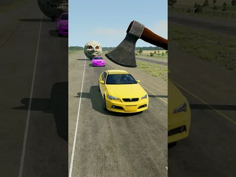 Big & Small Cars vs Giant Axe - BeamNG.Drive