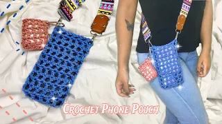How To Crochet A Fishnet Phone Pouch طريقه عمل شنطه كروشيه شبكه للموبيل سهله جدا 