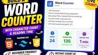 Build a Word Counter App Using HTML Tailwind CSS JavaScript Character Count Reading Time