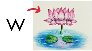 How to Draw a Lotus || Lotus Drawing|| How to Draw Lotus with latter W | Lotus Drawing for Beginners