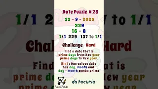 Date Curio Puzzle 25 Hard 22 September 2025 Prime Dates And Leap Year Prime Days  Date Curio Puzzle 25 Hard 22 September 2025 Prime Dates And Leap Year Prime Days