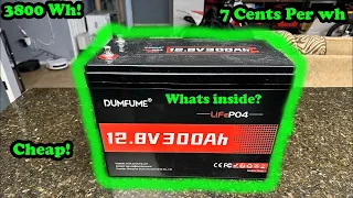 dumfume 12 volt 300ah battery review cheap and good teardown 