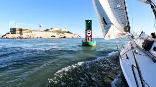 Sailing Around Alcatraz Within Spitting Distance! #ourladydefiant #sailboat #boat #alcatraz