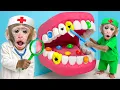 Download Lagu KiKi Monkey become Dentist to Take Care of Toothache for Baby | KUDO ANIMAL KIKI