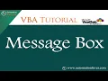Message Box in VBA Excel VBA Tutorial in Hindi
