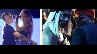hot romance wizkid kisses tiwa savage as her breasts pops open on stage