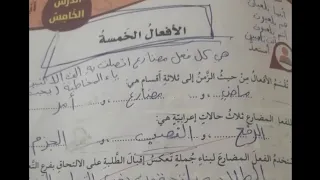 الأفعال الخمسة للصف السابع الفصل الدراسي الأول الوحدة الثالثة 