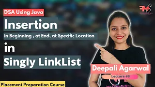 Singly Linked List - Insertion Beginning End Specific Position with Java Code DSA using Java