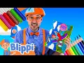 Learn Colors With a Coloring Book Blippi s Vehicle Learning Course
