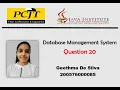 DBMS Question Session Task 20 1st Year Semester 01 Java Institute Geethma De Silva