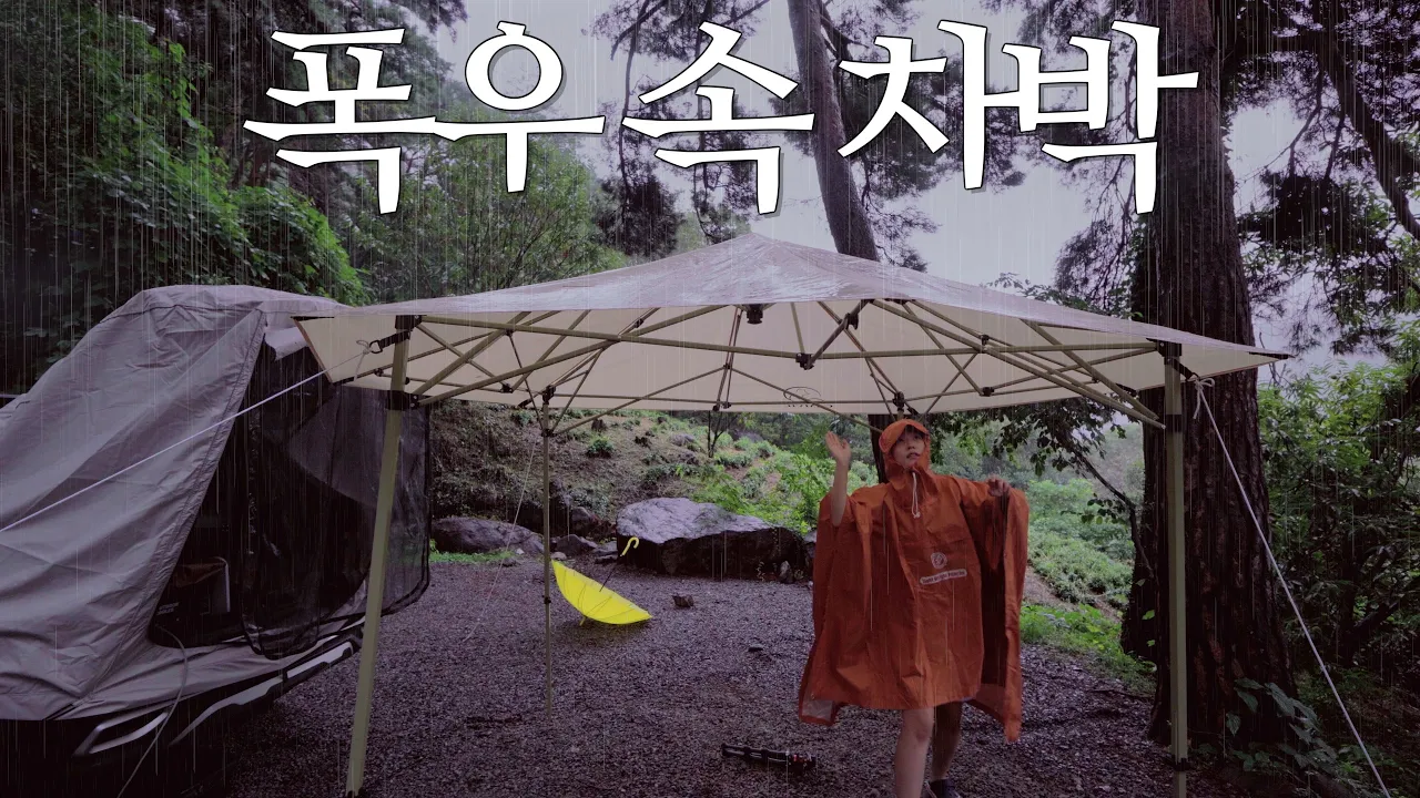 🌧️폭우가 쏟아지는 산 속에서 간단한 차박 세팅으로 하룻밤 / 숯불 닭발엔 주먹밥과 콘치즈. 된장찌개 / 우중캠핑 / 솔로캠핑 / 빗소리 ASMR / 전남 구례 섬지캠핑장 サムネイル