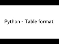 Table format using Python