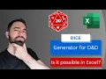 Dice Generator for DND in Excel