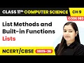 List Methods and Built-in Functions - Lists Class 11 Computer Science Chapter 9