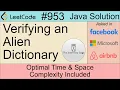 LeetCode 953 Verifying an Alien Dictionary Popular Facebook Interview Question Java Easy