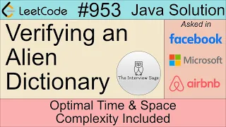 LeetCode 953 Verifying an Alien Dictionary Popular Facebook Interview Question Java Easy