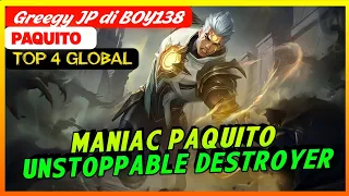 Paquito maniac unstoppable destroyer Top 4 global paquito Greegy JP di BOY138 - MLBB
