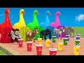 Lagu 5 Giant Duck Cartoon,Cow,Elephant,Tiger,Lion,Dinosaur,Paint Wild Animals Crossing Fountain Animation