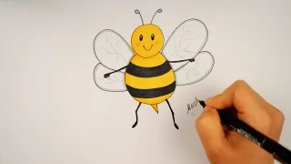 تعليم الرسم للاطفال تعليم رسم نحلة للمبتدئين خطوة بخطوة Drawing For Kids 