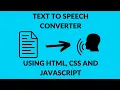 Text to Speech Converter using HTML CSS and JS JavaScript Speech Synthesis API JS Project