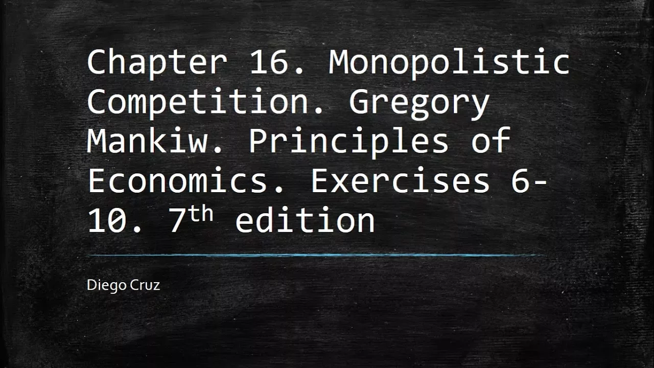 Chapter 16  Exercises 6-10  Monopolistic Competition