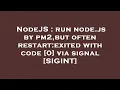 NodeJS run node js by pm2 but often restart exited with code 0 via signal SIGINT