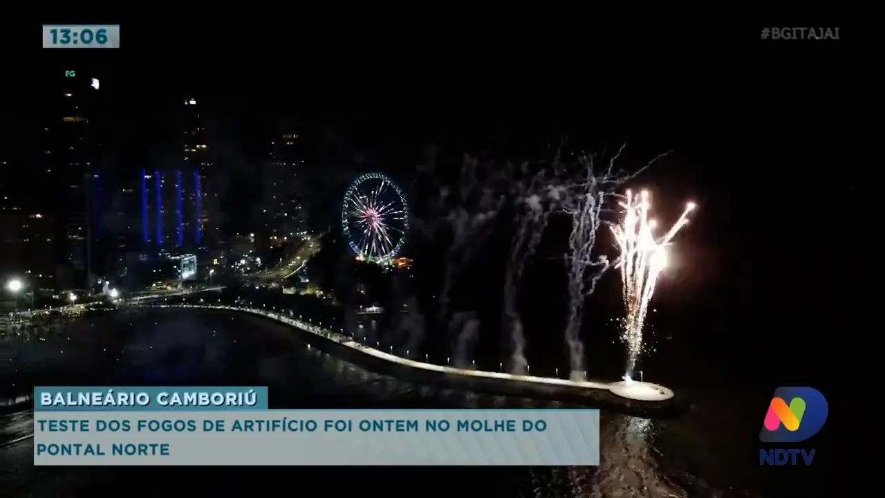 Balneário Camboriú realizou teste dos fogos de artifício no Pontal Norte