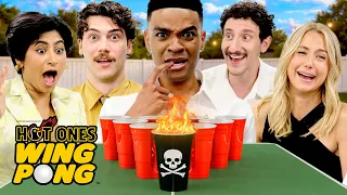The ‘Adults’ Cast Plays Hot Ones Wing Pong