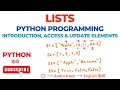 Python Lists Create List Access Elements from List Update List Examples with Execution