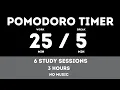 25 5 Pomodoro Timer - 3 hours study No music