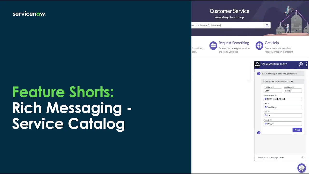 Feature Short: Rich Messaging: Service Catalog