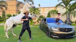Angry Horse vs My Mercedes Race Challenge!😡