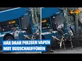 Lagu Polisen rusar fram med draget vapen efter bussolyckan i Stockholm: ”Sätt dig ner!”