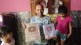 Silver and golden Play button gift for Mathur Mondal at a time 