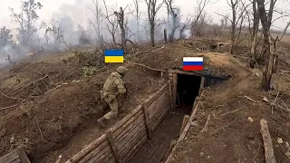 Ukrainian Infantry Storms Fortified Russian Trench Line in Bakhmut
